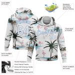 Custom Name Number Sports Hoodie with 3D Hawaii Palm Trees Stitched Design in White Light Blue Pullover Sweatshirt Personalized