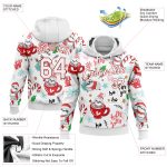 Personalized 3D Christmas Sloths Hoodie with Custom Name & Number - White Red Sports Pullover Sweatshirt Personalized Stitched
