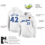 Custom Name Number Sports Hoodie Sweatshirt White-Royal Stitched Pullover Personalized Team Apparel Personalized Stitched