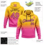 Custom Name Number Pullover Hoodie Sports Sweatshirt for Team - Personalized Yellow Pink Black Fade Fashion Design Personalized
