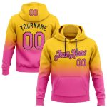 Custom Name Number Pullover Hoodie Sports Sweatshirt for Team - Personalized Yellow Pink Black Fade Fashion Design Personalized