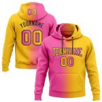 Custom Name and Number Sports Hoodie - Personalized Pullover Sweatshirt in Yellow Pink-Black Gradient Personalized Stitched