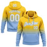 Custom Name Number Hoodie Pullover Sweatshirt - Personalized Yellow White Light Blue Fade Fashion Sports Team Apparel Personalized