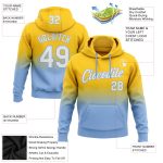 Custom Name Number Hoodie Pullover Sweatshirt - Personalized Yellow White Light Blue Fade Fashion Sports Team Apparel Personalized