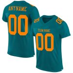 Custom Name and Number Personalized Teal Bay Orange Football Jersey - Authentic Mesh Team Apparel Personalized Teal Bay Orange