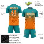 Custom Sublimation Soccer Jersey with Personalized Name and Number - Teal Bay Orange-White Team Uniform Personalized Teal