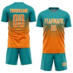 Custom Sublimation Soccer Jersey with Personalized Name and Number - Teal Bay Orange-White Team Uniform Personalized Teal