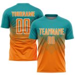 Custom Sublimation Soccer Jersey with Personalized Name and Number - Teal Bay Orange-White Team Uniform Personalized Teal