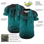 Custom Team Baseball Jersey with Personalized Name & Number - Teal Black 3D Abstract Pattern Design Personalized Teal Black