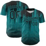 Custom Team Baseball Jersey with Personalized Name & Number - Teal Black 3D Abstract Pattern Design Personalized Teal Black