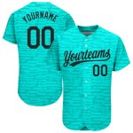 Custom Name and Number Authentic Baseball Jersey, Personalized Teal Black 3D Pattern Design Personalized Teal Black 3D Pattern