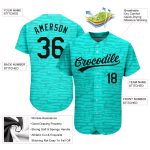 Custom Name and Number Authentic Baseball Jersey, Personalized Teal Black 3D Pattern Design Personalized Teal Black 3D Pattern