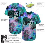 Teal Black 3D Pattern Hawaii Palm Leaves Custom Baseball Jersey with Personalized Name and Number Personalized Teal Black