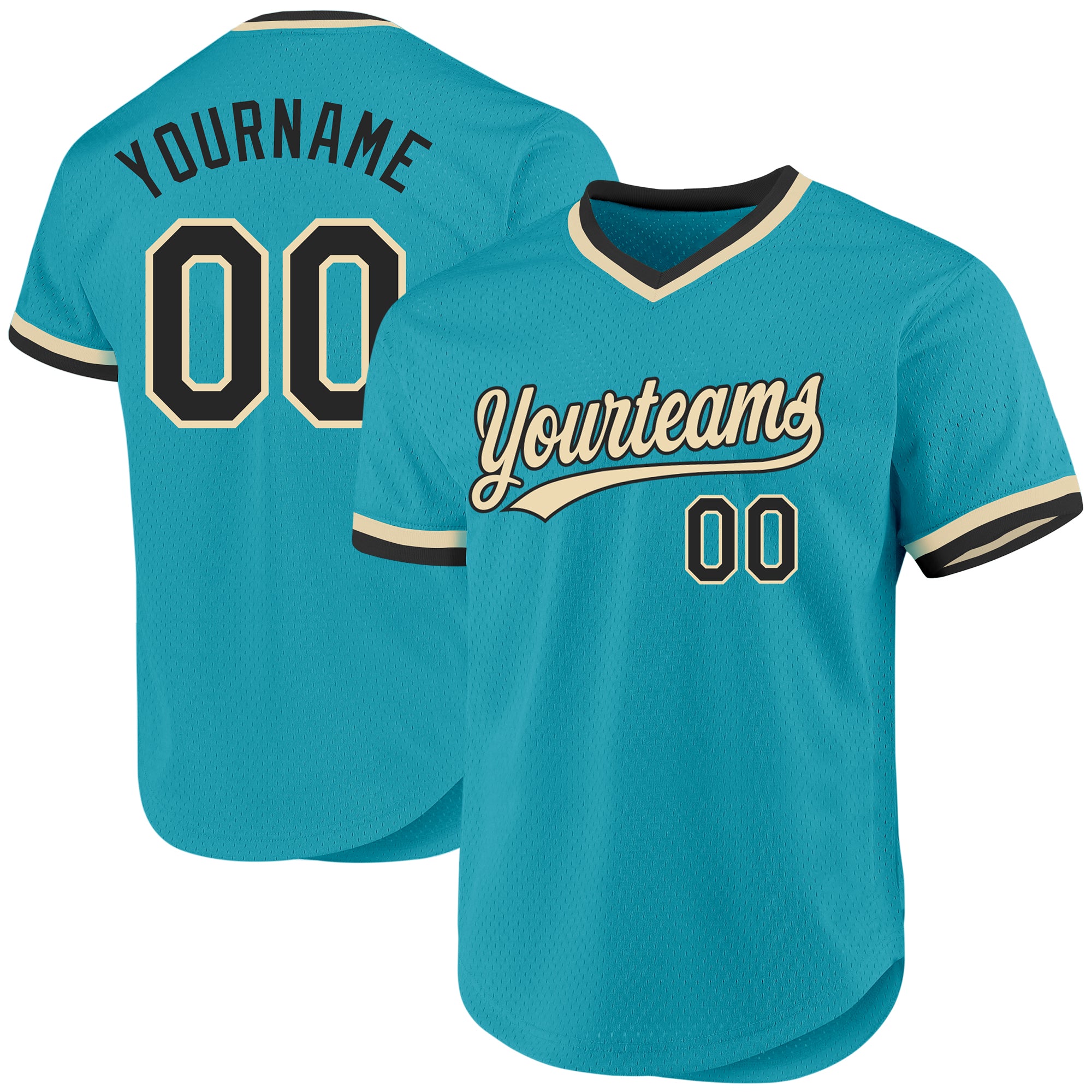 Custom Teal Black-Cream Baseball Jersey with Personalized Name and Number, Authentic Throwback Team Gear Personalized Teal