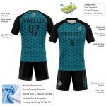 Custom Name Number Volleyball Jersey Teal Black Geometric Sublimation Uniform for Teams Personalized Teal Black Geometric