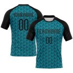 Custom Name Number Volleyball Jersey Teal Black Geometric Sublimation Uniform for Teams Personalized Teal Black Geometric