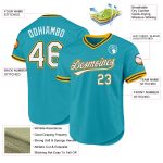 Custom Name Number Authentic Throwback Baseball Jersey - Personalized Teal Black-Gold Team Jersey Personalized Teal Black-Gold