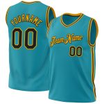 Personalized Teal Black Gold Basketball Jersey - Authentic Throwback Style Personalized Teal Black-Gold Authentic Throwback