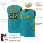 Personalized Teal Black Gold Basketball Jersey - Authentic Throwback Style Personalized Teal Black-Gold Authentic Throwback