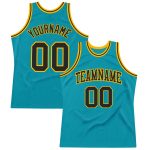 Custom Name and Number Personalized Teal Black-Gold Basketball Jersey - Authentic Throwback Team Apparel Personalized Teal