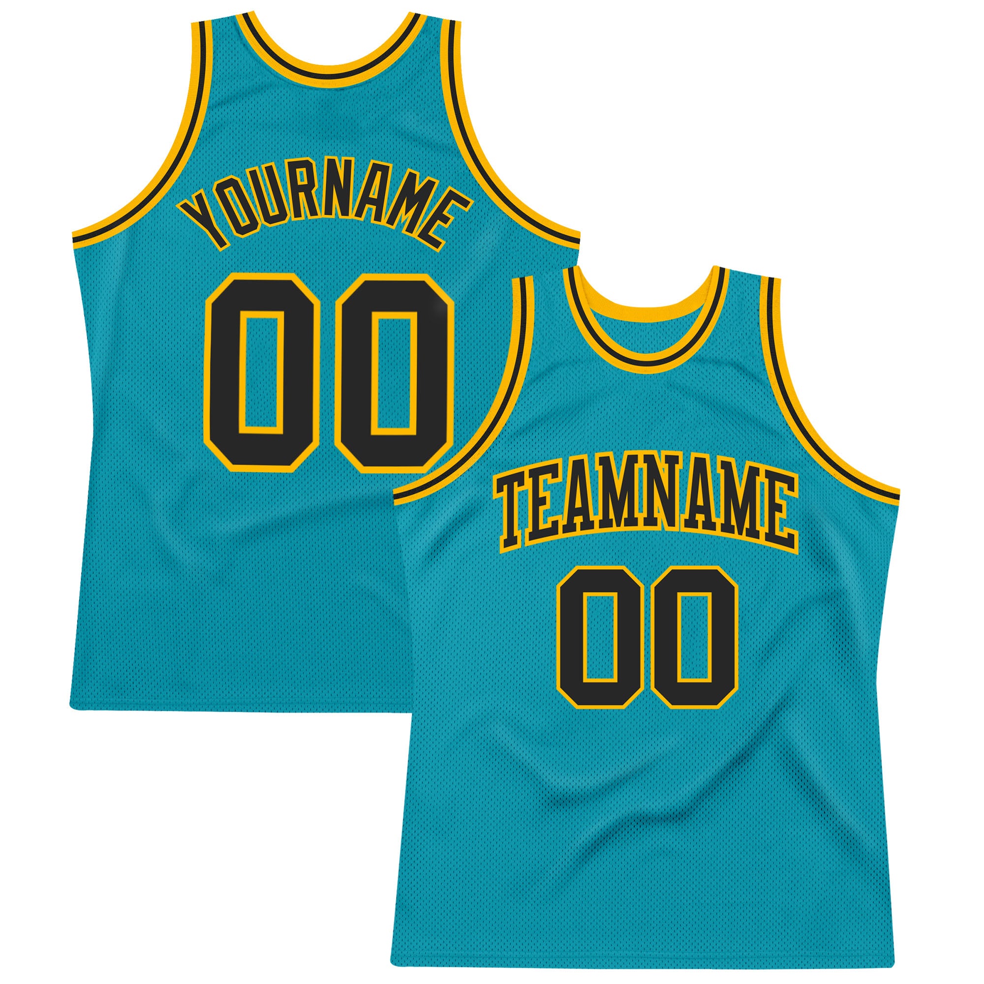 Custom Name and Number Personalized Teal Black-Gold Basketball Jersey - Authentic Throwback Team Apparel Personalized Teal
