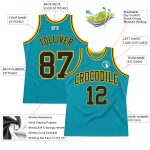 Custom Name and Number Personalized Teal Black-Gold Basketball Jersey - Authentic Throwback Team Apparel Personalized Teal