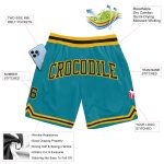 Custom Name Number Basketball Shorts Black Gold Teal Authentic Throwback Design Personalized Teal Black-Gold Authentic Throwback