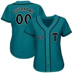 Custom Name Number Baseball Jersey - Personalized Teal Black Gray Authentic Team Apparel Personalized Teal Black-Gray Authentic