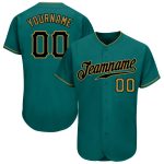 Custom Baseball Jersey with Personalized Name and Number - Teal, Black & Old Gold Authentic Team Jersey Personalized Teal