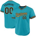 Custom Team Baseball Jersey with Personalized Name and Number, Teal and Black with Old Gold - Authentic Throwback Style Personalized