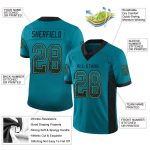 Custom Name & Number Personalized Football Jersey - Teal, Black, Old Gold Mesh Drift Fashion Team Gear Personalized Teal