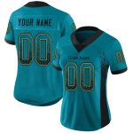 Custom Name & Number Personalized Football Jersey - Teal, Black, Old Gold Mesh Drift Fashion Team Gear Personalized Teal