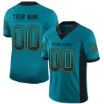 Custom Name & Number Personalized Football Jersey - Teal, Black, Old Gold Mesh Drift Fashion Team Gear Personalized Teal