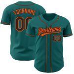 Personalized Authentic Baseball Jersey in Teal, Black, and Orange Colors Personalized Teal Black-Orange Authentic Baseball