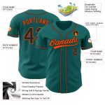 Personalized Authentic Baseball Jersey in Teal, Black, and Orange Colors Personalized Teal Black-Orange Authentic Baseball
