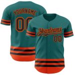 Custom Name Number Personalized Baseball Jersey Teal Black Orange Team Authentic Personalized Teal Black-Orange Line Authentic