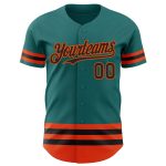 Custom Name Number Personalized Baseball Jersey Teal Black Orange Team Authentic Personalized Teal Black-Orange Line Authentic