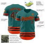 Custom Name Number Personalized Baseball Jersey Teal Black Orange Team Authentic Personalized Teal Black-Orange Line Authentic