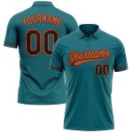Custom Team Name Number Teal Black Orange Performance Golf Polo Shirt Personalized Teal Black-Orange Performance Vapor Golf