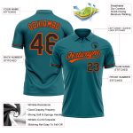 Custom Team Name Number Teal Black Orange Performance Golf Polo Shirt Personalized Teal Black-Orange Performance Vapor Golf
