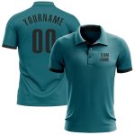 Custom Name & Number Performance Golf Polo Shirt in Teal & Black - Personalized Team Apparel Personalized Teal Black Performance