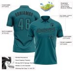 Custom Name and Number Teal Black Performance Golf Polo Shirt - Personalized Team Apparel Personalized Teal Black Performance