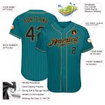 Custom Team Baseball Jersey with Personalized Name and Number, Teal and Black Pinstripe, Authentic Design Personalized Teal