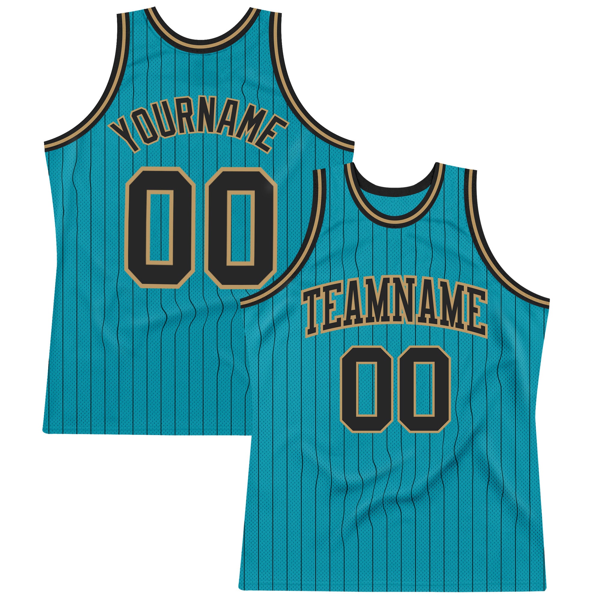 Custom Name Number Basketball Jersey Teal Black Pinstripe Authentic Team Apparel Personalized Teal Black Pinstripe Black-Old