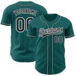 Personalized Teal Black Pinstripe Authentic Baseball Jersey - Customizable Team Gear Personalized Teal Black Pinstripe Black-White