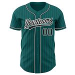 Personalized Teal Black Pinstripe Authentic Baseball Jersey - Customizable Team Gear Personalized Teal Black Pinstripe Black-White