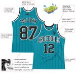 Custom Name Number Basketball Jersey - Authentic Teal Black White Pinstripe Design Personalized Teal Black Pinstripe Black-White
