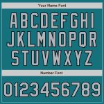 Custom Team Name Number Jersey - Unisex Softball, Personalized Teal Black Pinstripe Gray Two-Button Design Personalized Teal