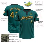 Custom Two-Button Unisex Softball Jersey - Personalized Teal Black Pinstripe with Team Name and Number Personalized Teal