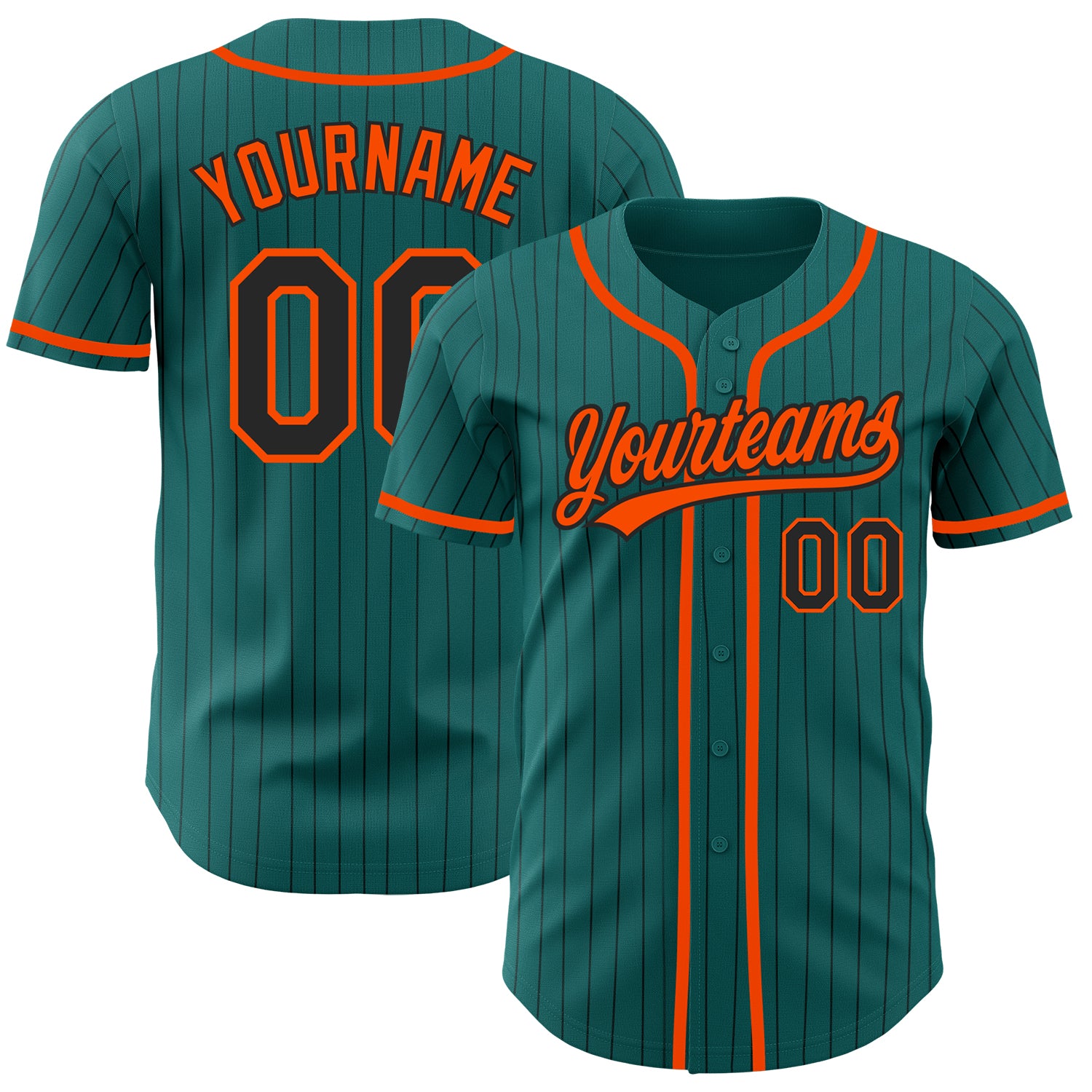 Custom Name and Number Authentic Baseball Jersey - Personalized Teal Black Pinstripe Design Personalized Teal Black Pinstripe